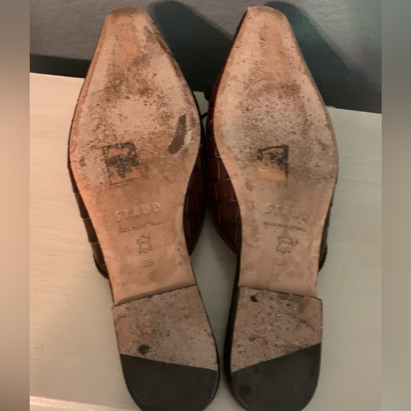 STAUD Gina Brown Croc Embossed Flats - Picture 4 of 6